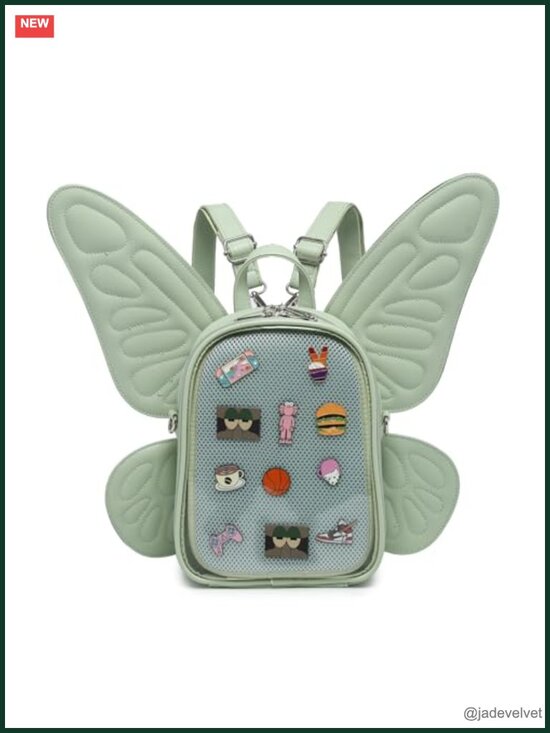 Handbags - Butterfly Wings Ita Backpack Clear Pin Display PU Leather Backpack with
